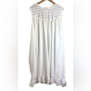 Vtg Smocked Cotton Floral Nightgown Dress 4X